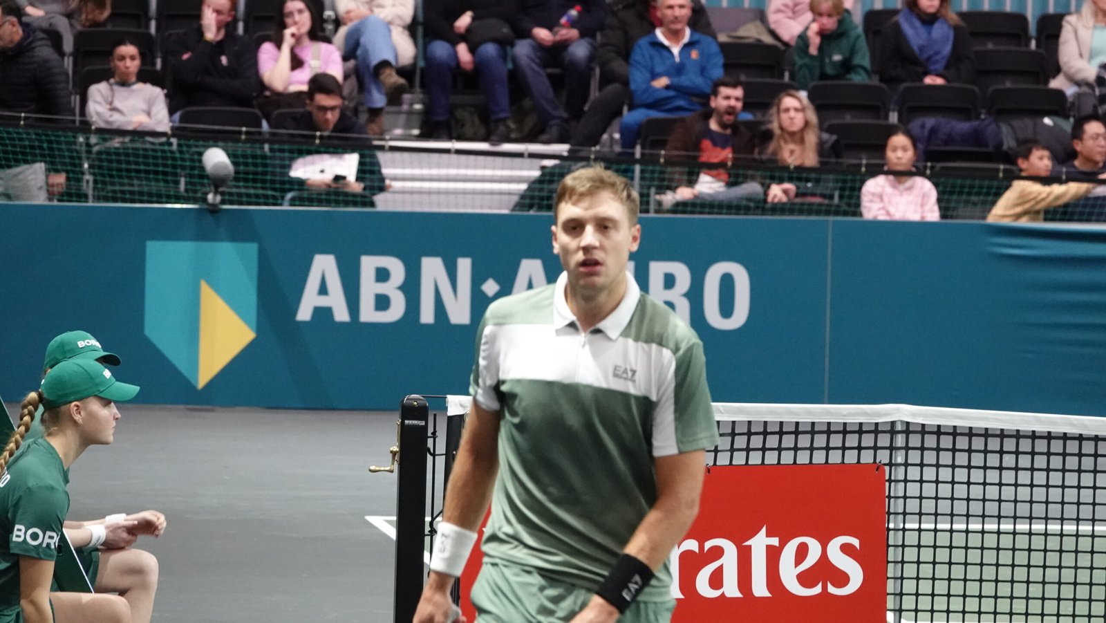 Hamad Medjedovic during a qualifying match at the Rotterdam ATP 500.