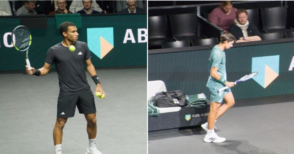 Composite image: Félix Auger-Aliassime and Alexei Popyrin (Rotterdam 2026).