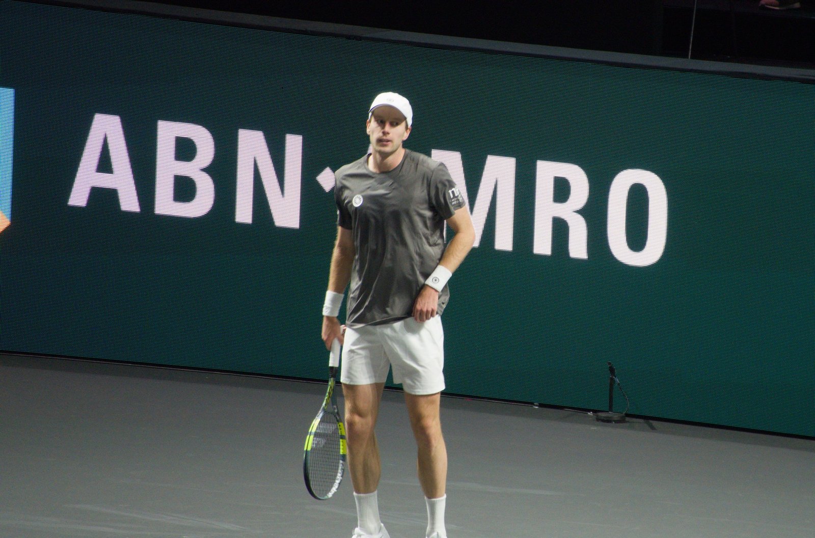 Botic van de Zandschulp on court during his first-round match against Luka Pavlovic at the Rotterdam ATP 500 2026