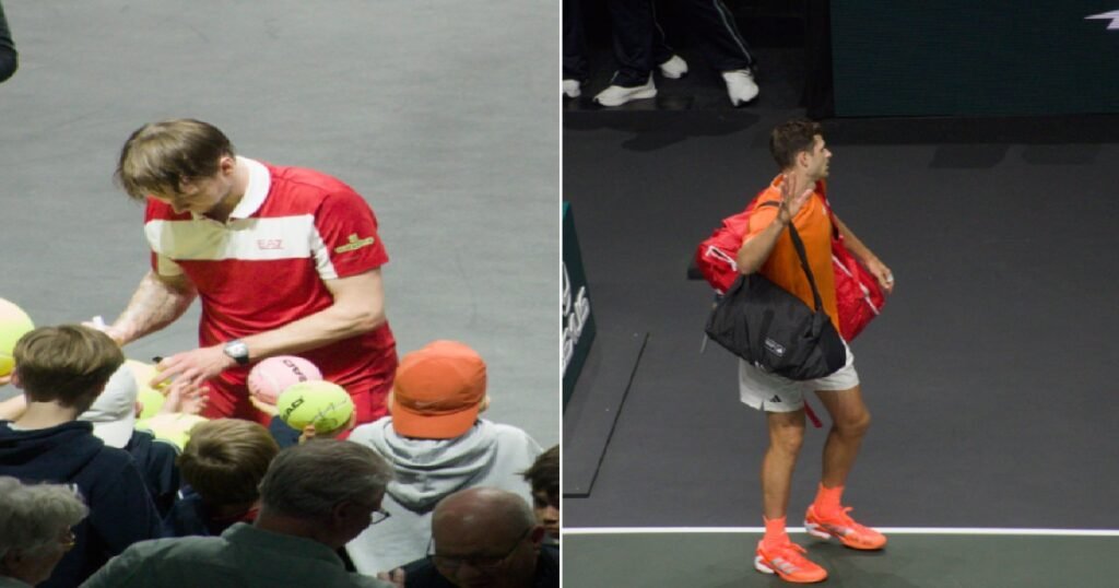 Composite image: Alexander Bublik and Hubert Hurkacz in the first round at Rotterdam 2026.