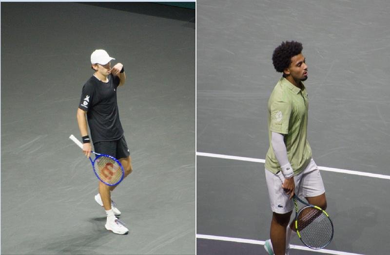 Alex de Minaur and Arthur Fils during their first-round match at the Rotterdam ATP 500 2026