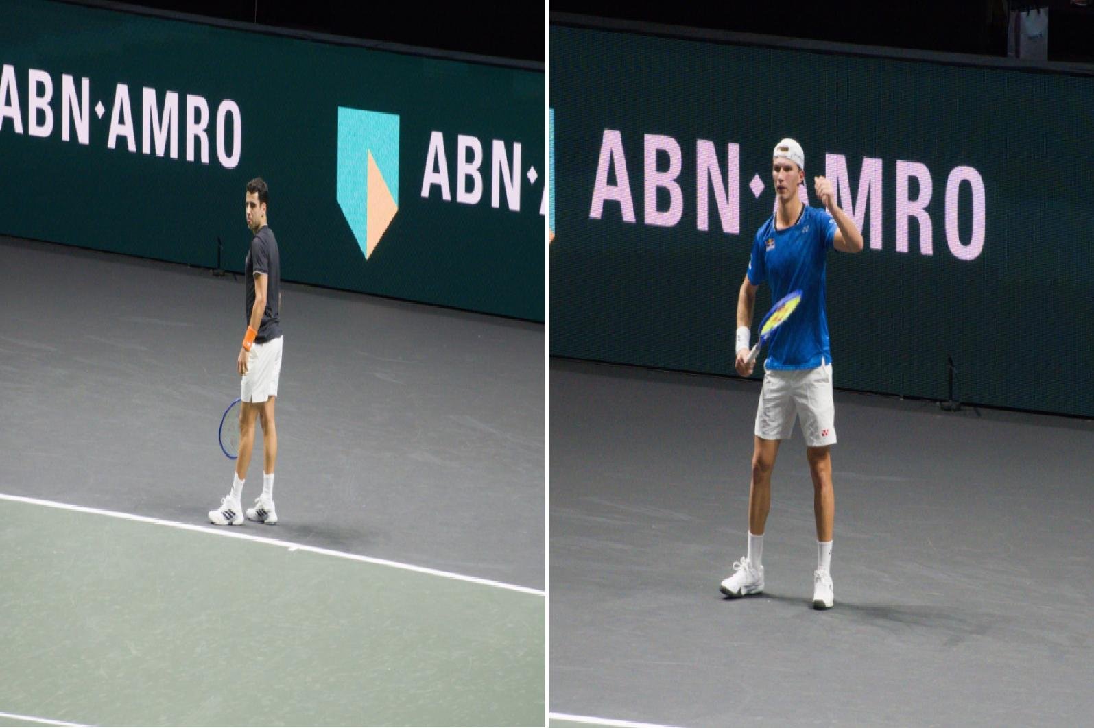 Jaume Munar and Nicolai Budkov Kjaer during their first-round match at the Rotterdam ATP 500 2026 