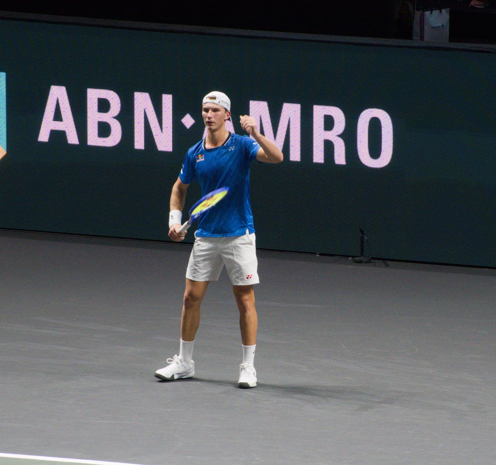 Nicolai Budkov Kjaer returns serve during his first-round match against Jaume Munar at the Rotterdam ATP 500 2026
