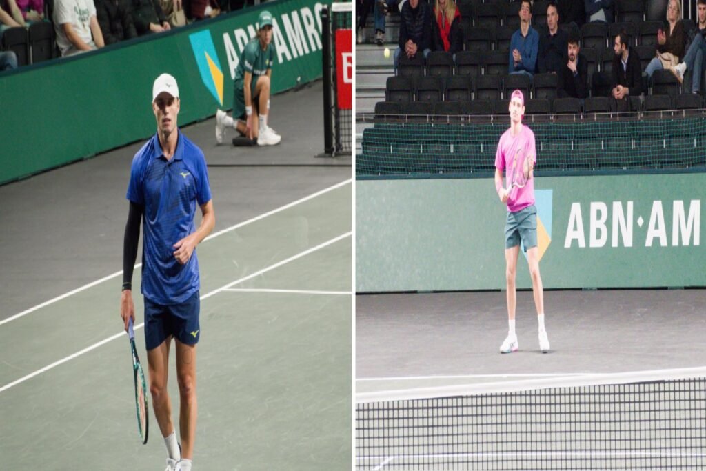 Valentin Royer and Christopher O'Connell during their first-round match at the Rotterdam ATP 500 2026