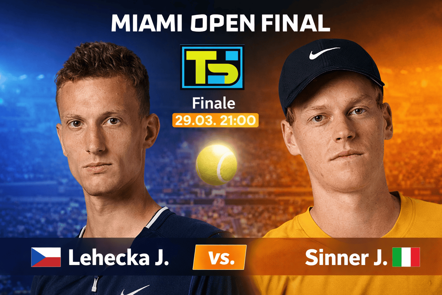 Lehecka contre Sinner finale Miami Open 2026 visuel promotionne