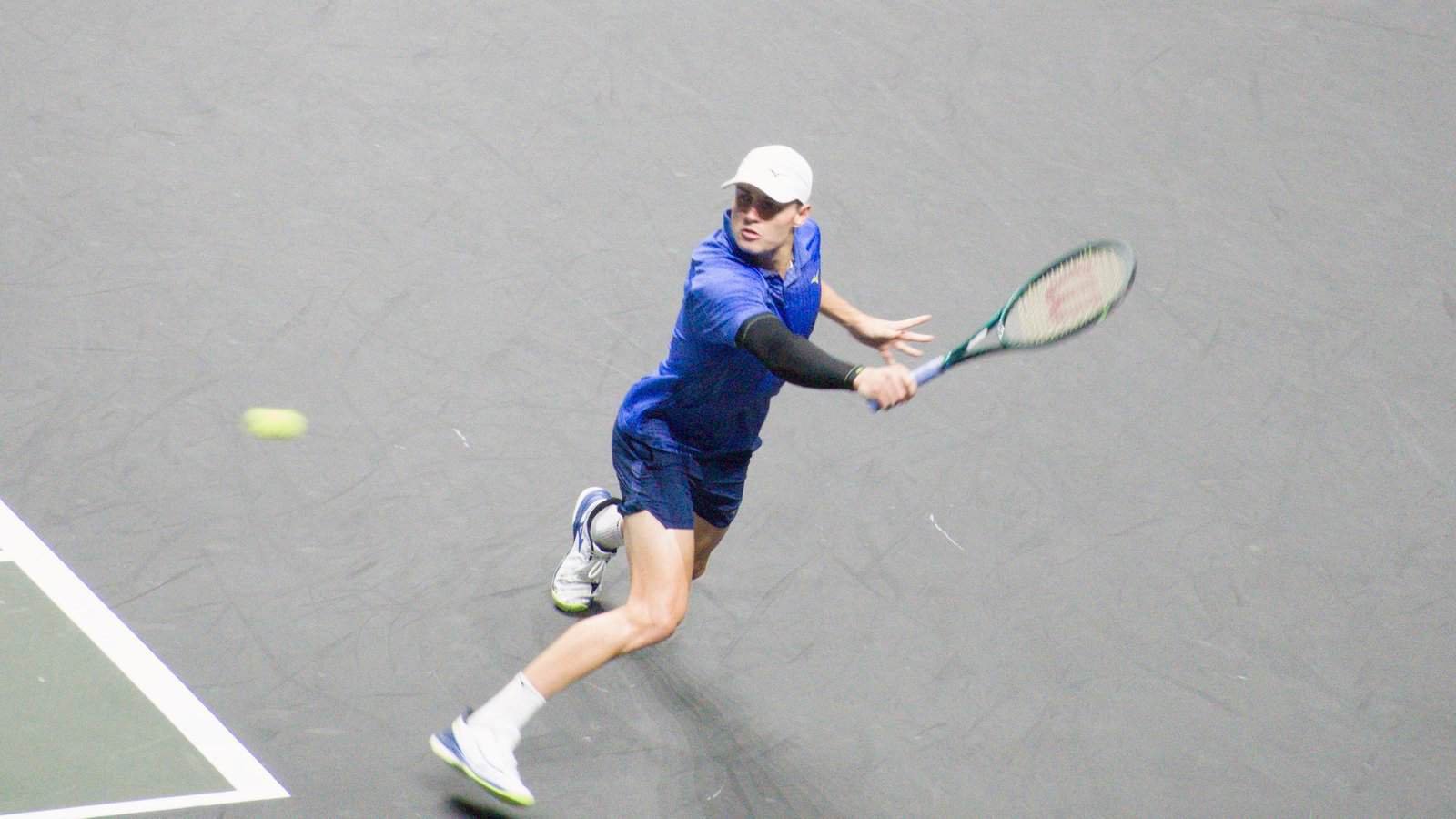 Christopher O'Connell hits a backhand during his quarter-final against Ugo Humbert at the ABN AMRO Open Rotterdam 2026.
