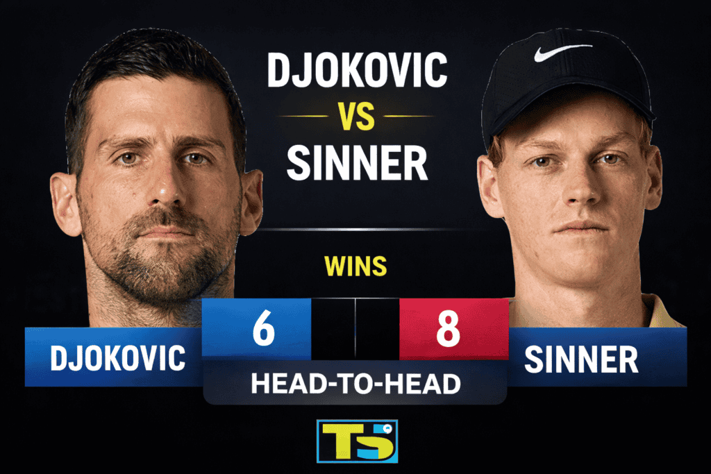 Novak Djokovic vs Jannik Sinner head-to-head 8-6 stats and rivalry comparison