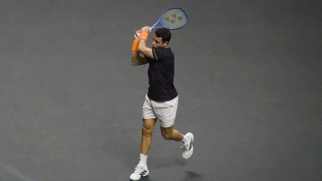 Jaume Munar on court during his quarter-final against Alexander Bublik at the ABN AMRO Open Rotterdam 2026.
