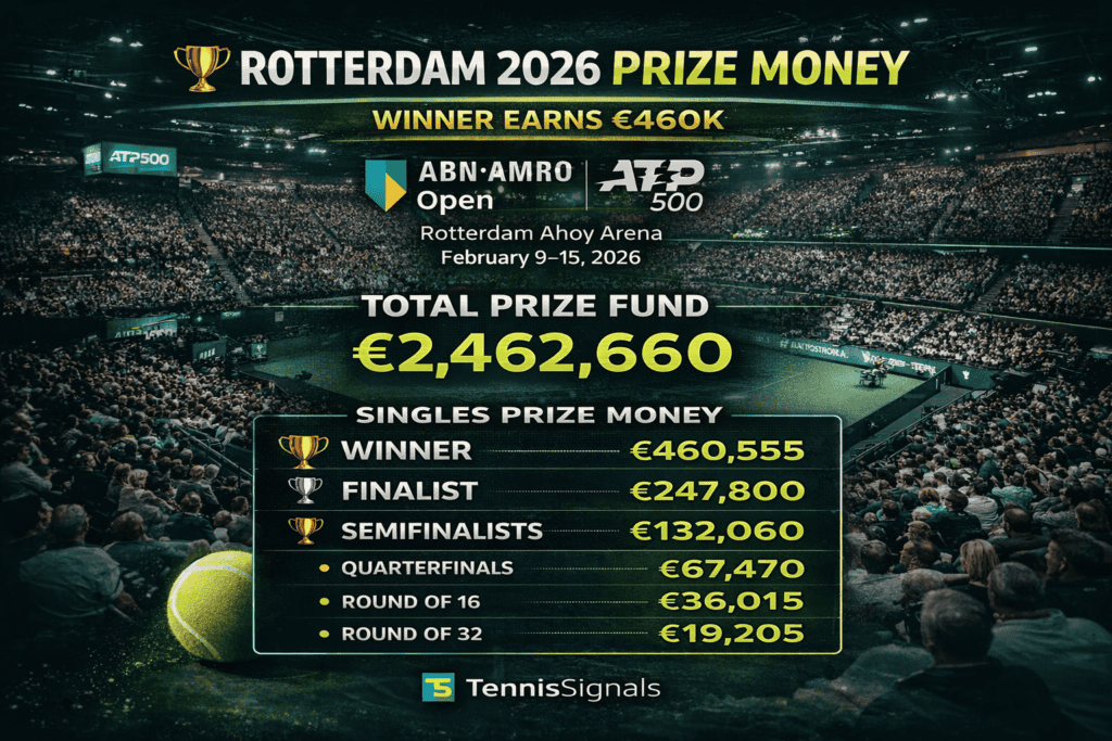 Distribución del prize money en el ATP 500 de Rotterdam 2026