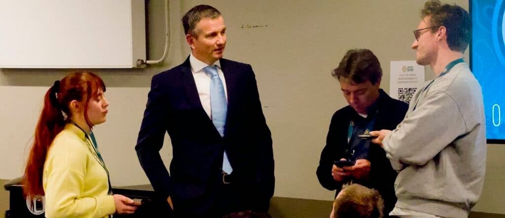 Tournament director Richard Krajicek answers journalists' questions in press room after Rotterdam ATP 500 2026 final.