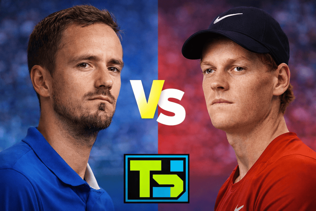 Jannik Sinner vs Daniil Medvedev head-to-head rivalry graphic showing the two ATP players