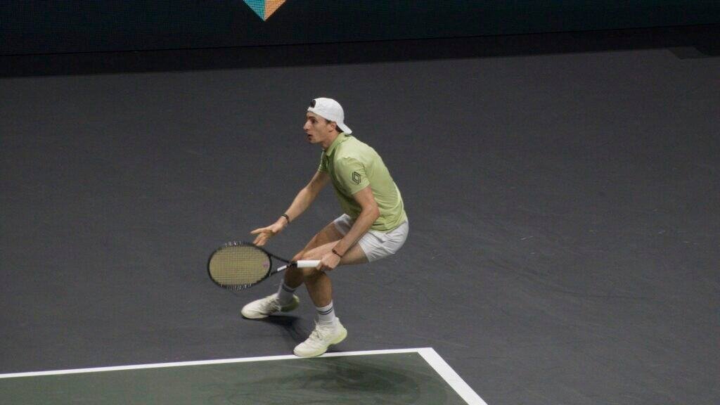 Ugo Humbert on court during his quarter-final against Christopher O'Connell at the ABN AMRO Open Rotterdam 2026.