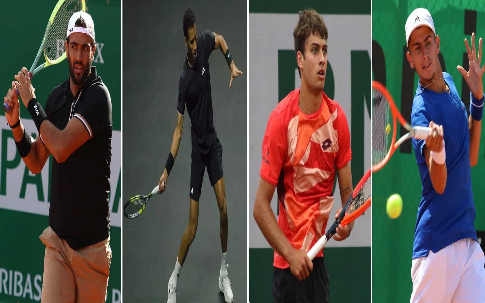 Matteo Berrettini, Felix Auger-Aliassime, Flavio Cobolli y Matteo Arnaldi celebrando sus victorias en octavos de final de Roland Garros.