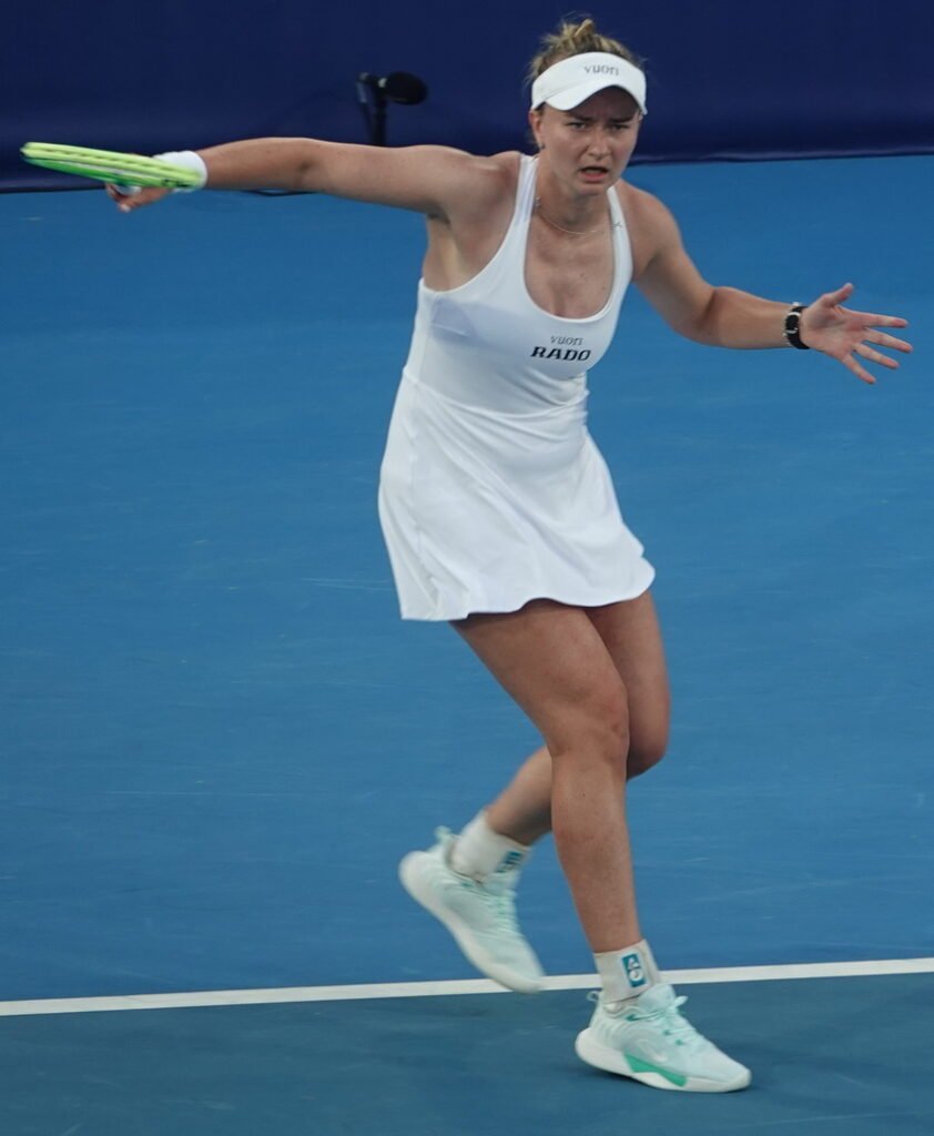 Czech tennis player Barbora Krejcikova hitting a backhand shot during the Athens Open 26 tournament