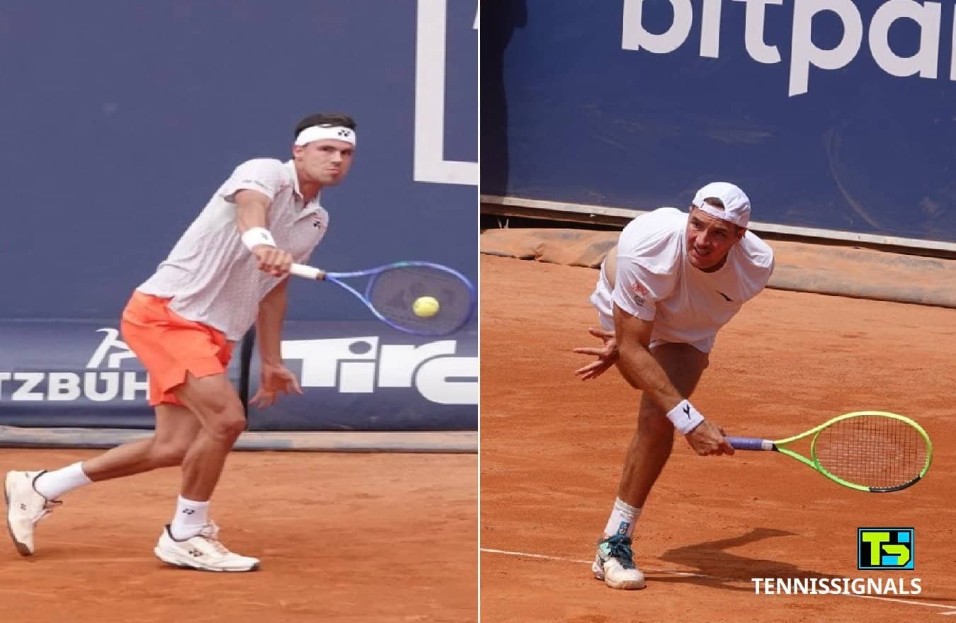 Daniel Altmaier golpeando de derecha y Jan-Lennard Struff en acción en la tierra batida de Kitzbühel