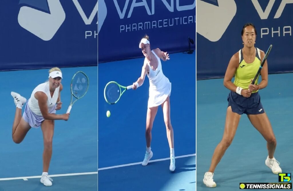 Collage of female tennis players in action, including Ann Li, Day 2 winners at the WTA Athens Open 2026.
