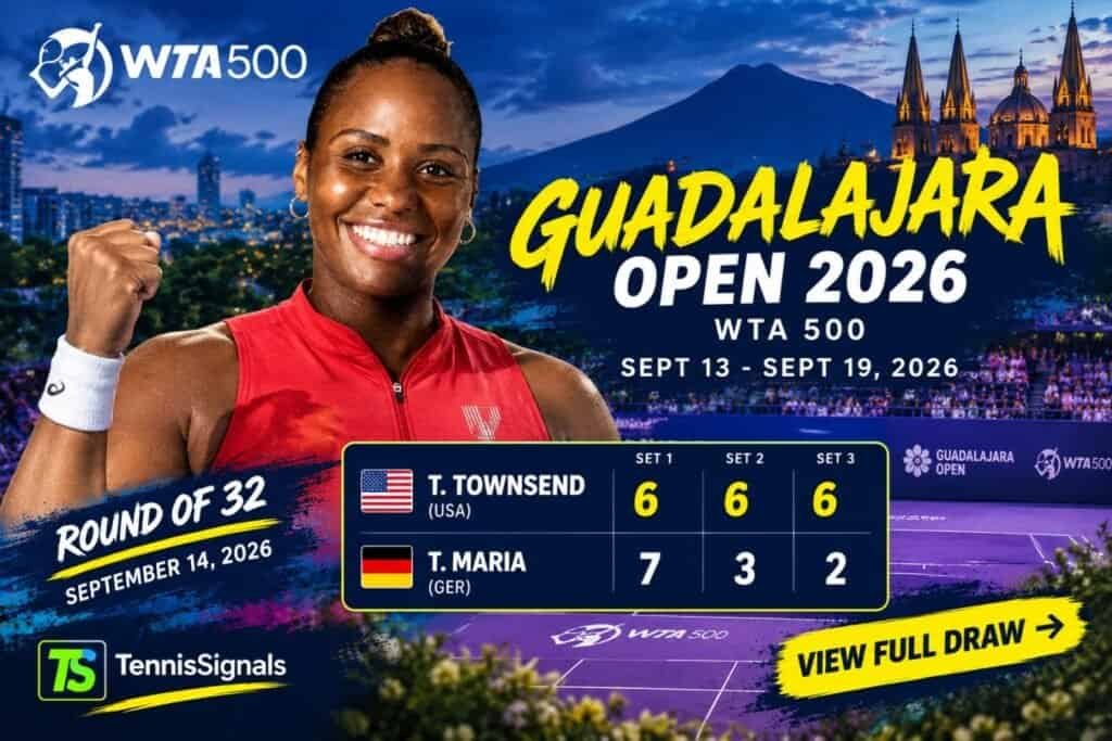 Taylor Townsend celebra su victoria con remontada ante Tatjana Maria en los dieciseisavos de final del WTA 500 Guadalajara Open 2026