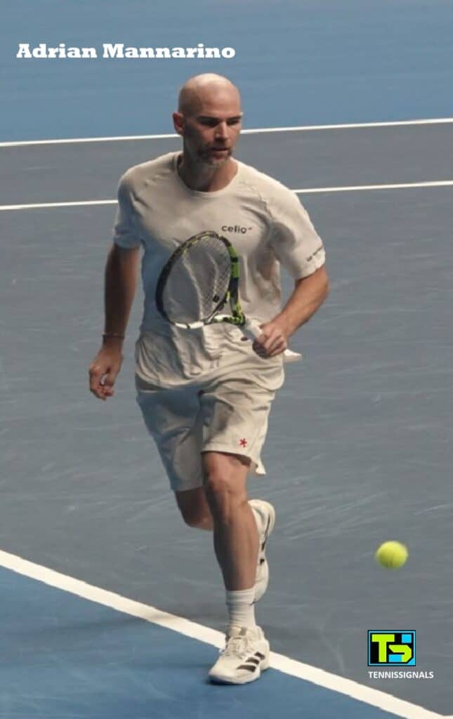 Adrian Mannarino during his match against Aleksandar Vukic at the Almaty Open 2026