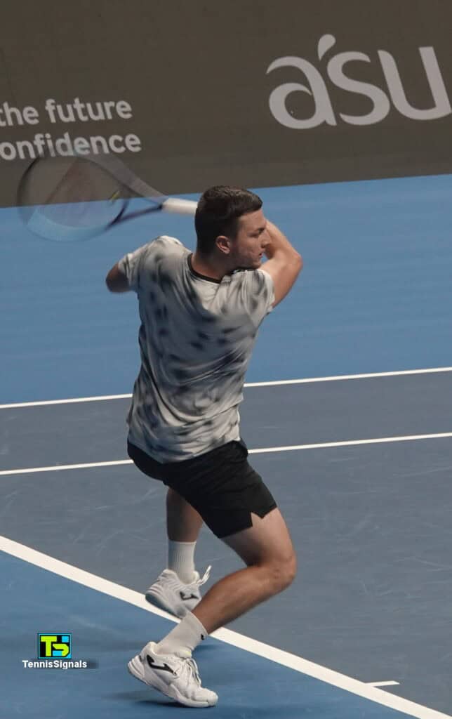 Miomir Kecmanovic during his match at the Almaty Open 2026